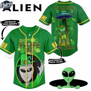 Alien Happy St.Patrick's Day Personalized Baseball Jersey