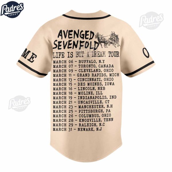 Avenged Sevenfold Life Is But A Dream Tour Custom Baseball Jersey Shirt 3
