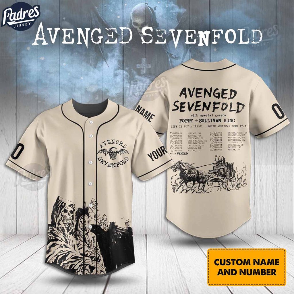 Avenged Sevenfold Tour 2024 Custom Music Baseball Jersey Shirt