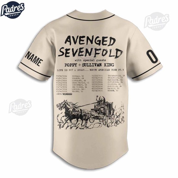 Avenged Sevenfold Tour 2024 Custom Music Baseball Jersey Shirt 3