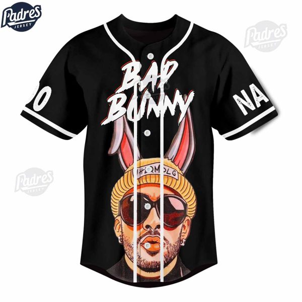 Bad Bunny Most Wanted Tour 2024 Custom Black Baseball Jersey 2
