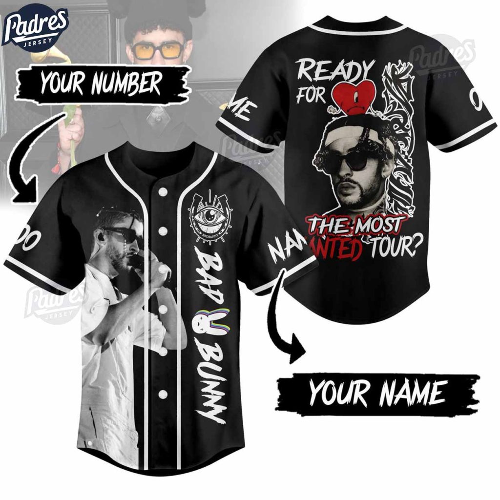 Bad Bunny The Most Wanted Tour Custom Music Baseball Jersey