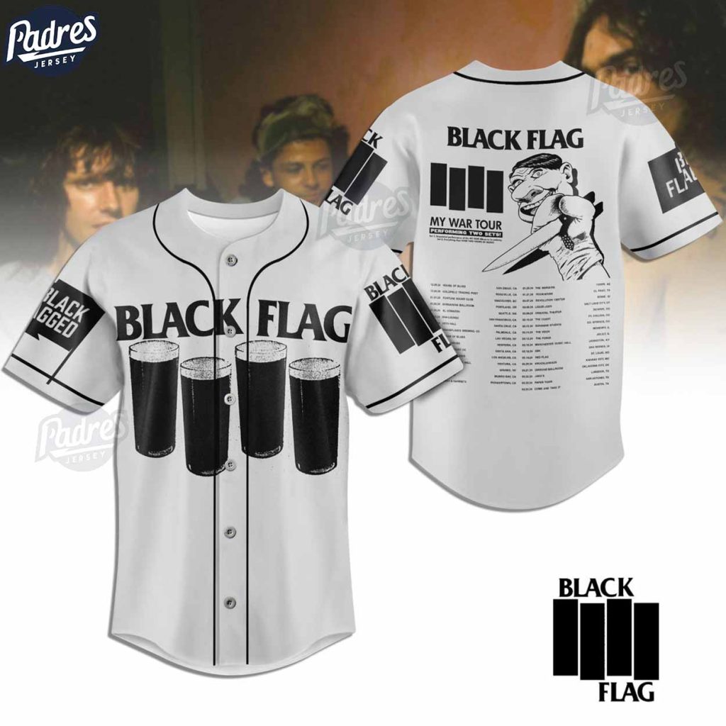 Black Flag Band My War Tour 2024 Custom Baseball Jersey Shirt