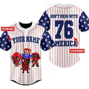 Custom Dont Mess With America Deadpool Baseball Jersey 1