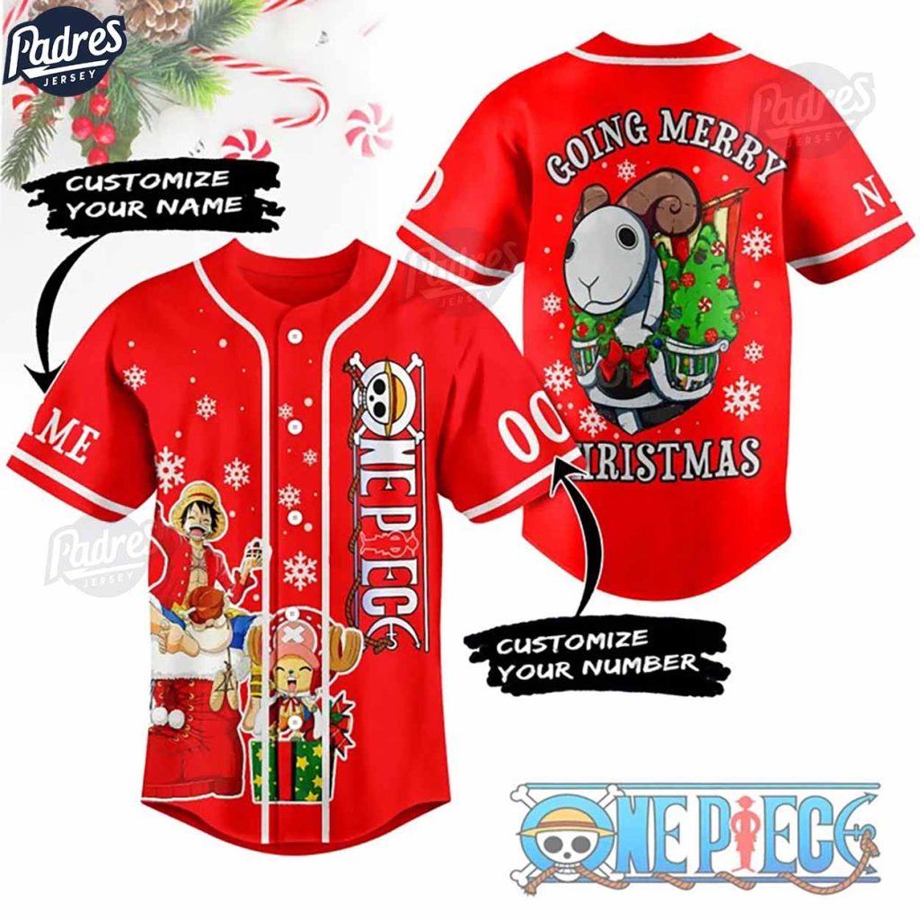 Custom One Piece Going Merry Christmas Coming Baseball Jersey