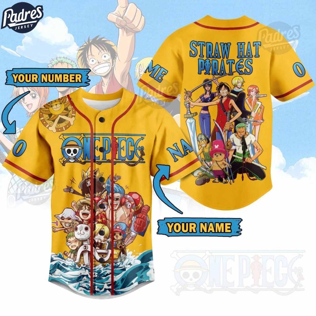 Custom One Piece Straw Hats Pirates Baseball Jersey Shirt