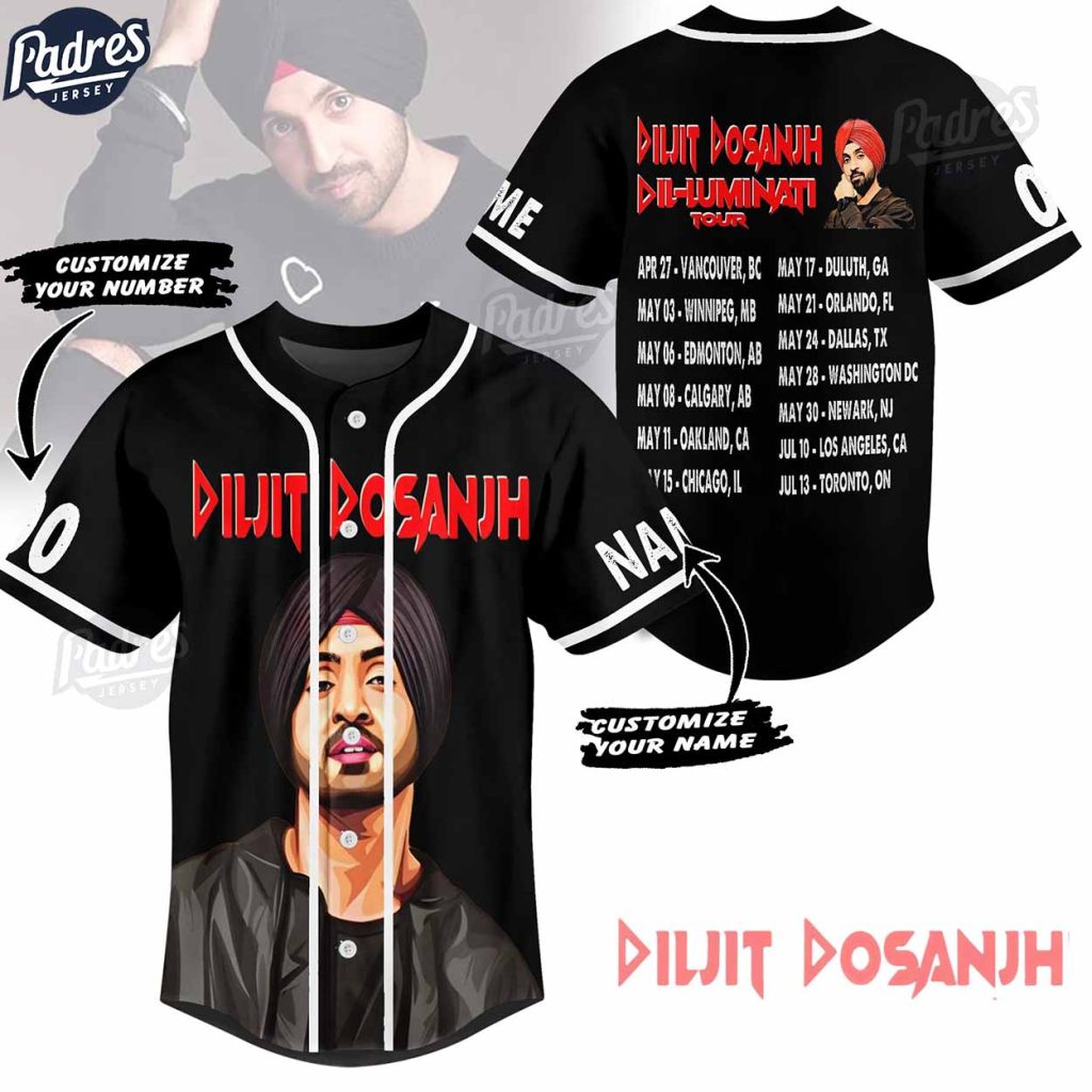 Diljit Dosanjh Illuminati Tour 2024 Custom Baseball Jersey Style