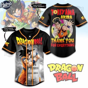Dragon Ball Z Rip Toriyama Akira Thank You For Everything Custom Name Baseball Jersey