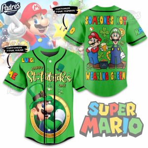 Gamer Super Mario Happy St.Patrick's Day Custom Baseball Jersey Style