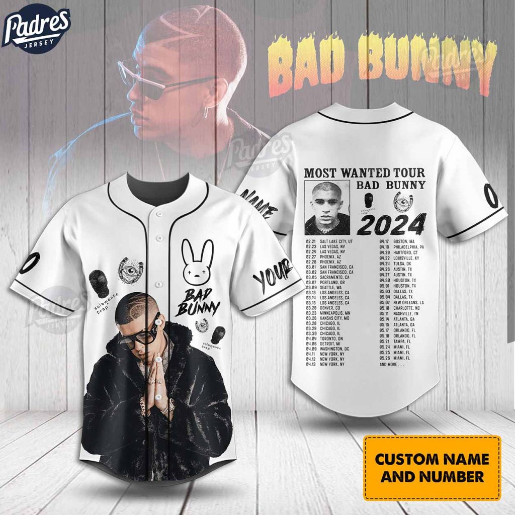 Most Wanted Bad Bunny Tour 2024 Custom Baseball Jersey Shirt