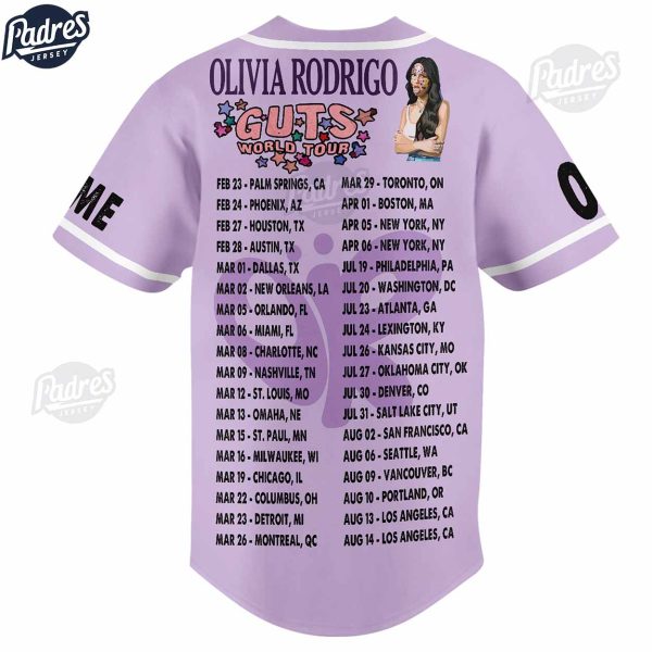 Olivia Rodrigo Guts Tour 2024 Custom Baseball Jersey Style 2