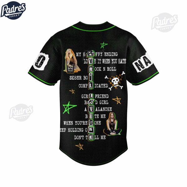 Personalized Avril Lavigne Greatest Hits Music Baseball Jersey 3