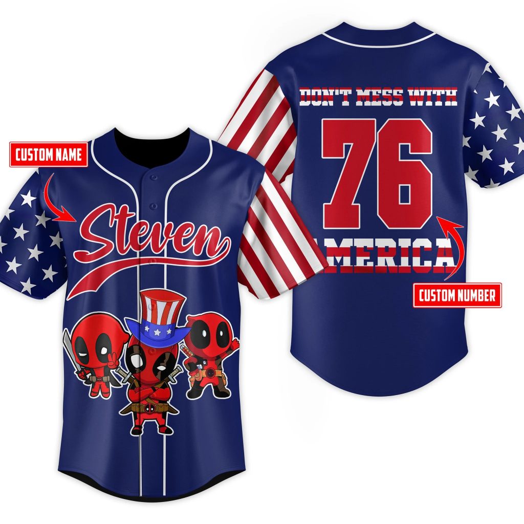 Personalized Don't Mess With America Deadpool Baseball Jersey