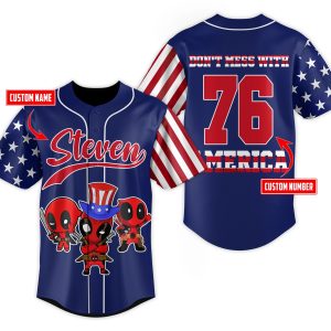 Personalized Dont Mess With America Deadpool Baseball Jersey 1