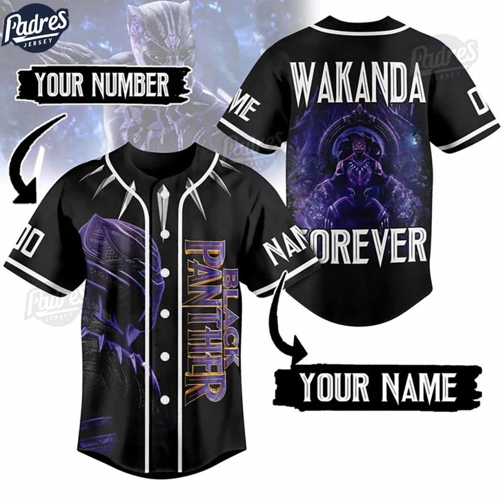 Personalized Wakanda Forever Black Panther Baseball Jersey