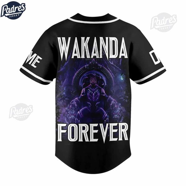 Personalized Wakanda forever Black Panther Baseball Jersey 3