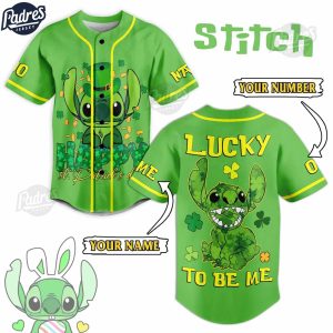 Stitch Lucky To Be Me St.Patrick's Day Custom Baseball Jersey Style
