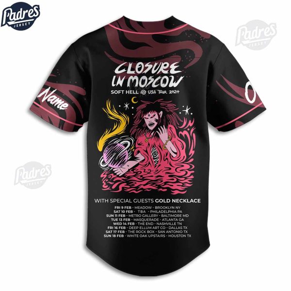 Closure In Moscow Band Soft Hell Usa Tour 2024 Custom BaseBall Jersey Shirt 3