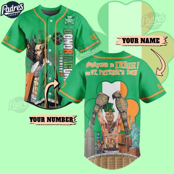 Custom Conor McGregor St. Patrick’s Day Baseball Jersey