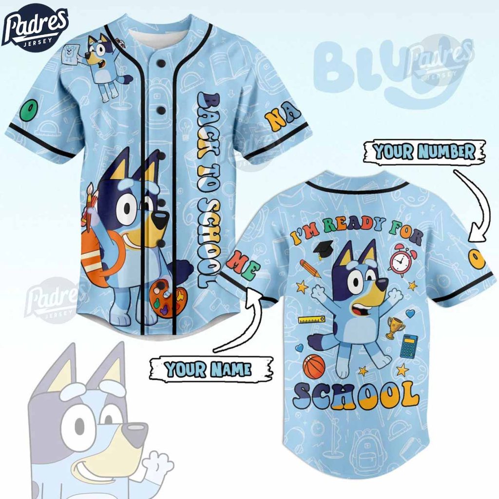 Custom Bluey 2024 Back To School Baseball Jersey