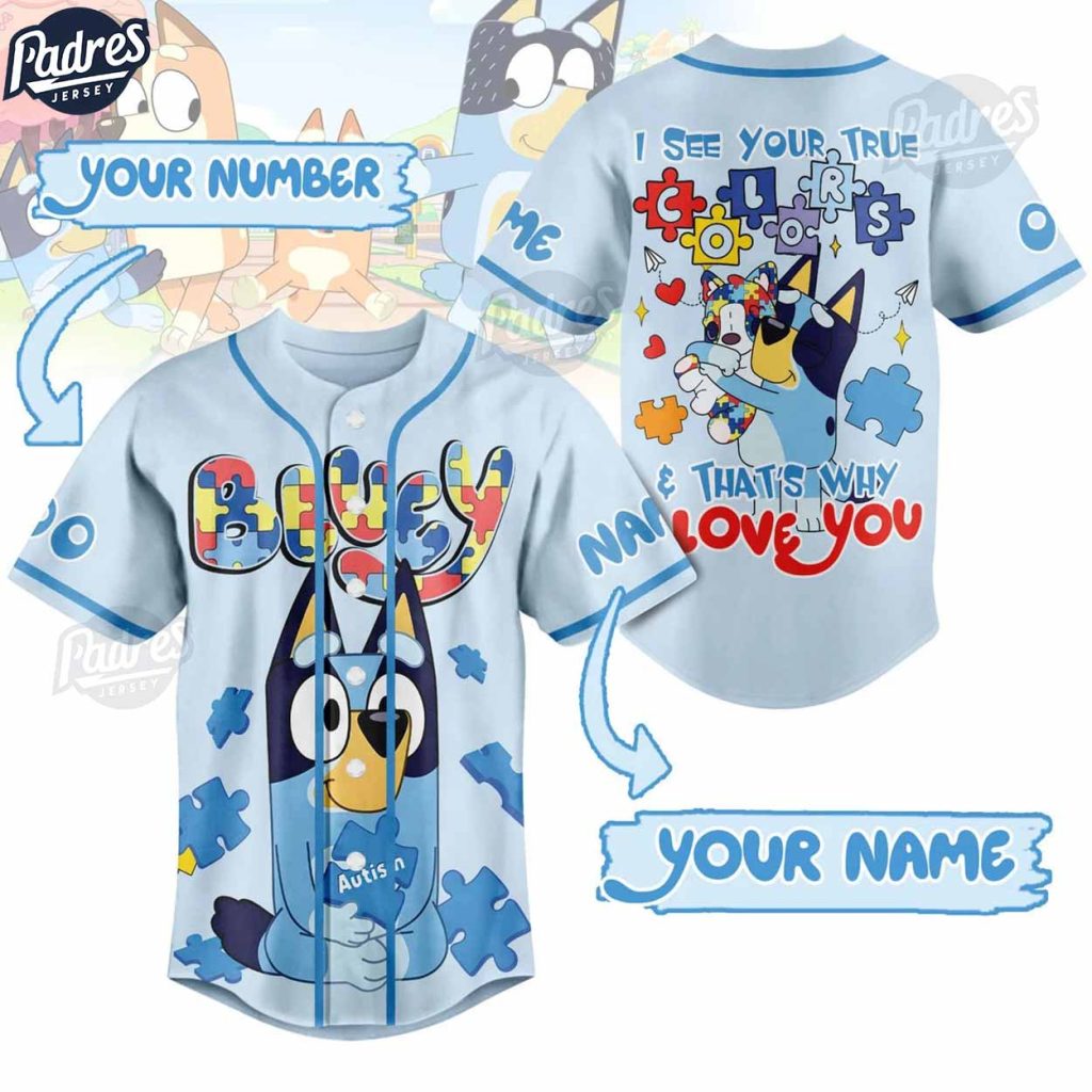 Custom Bluey Autism Baseball Jersey For Kid