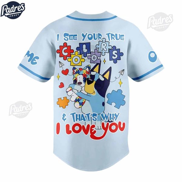 Custom Bluey Autism Baseball Jersey For Kid 3