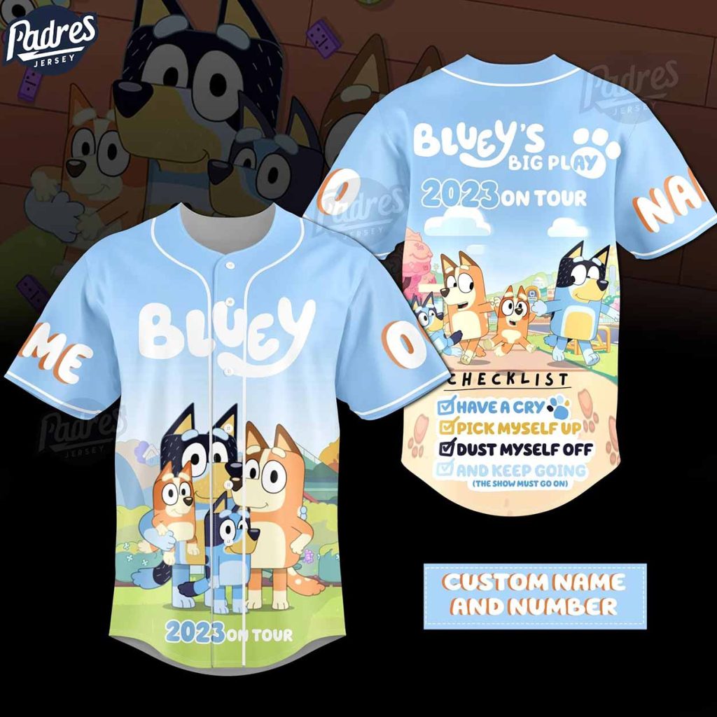 Custom Bluey On Tour 2023 Baseball Jersey