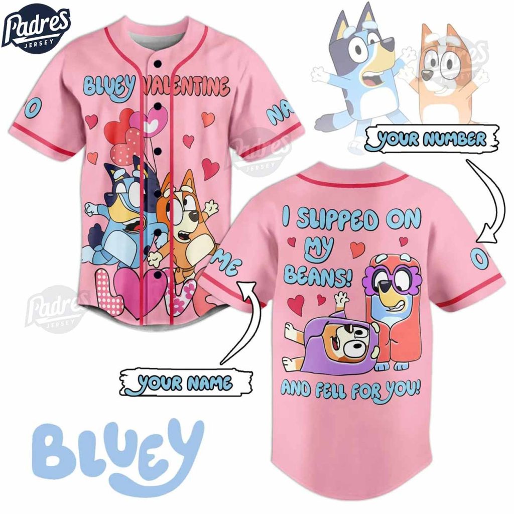 Custom Bluey Valentine Baseball Jersey