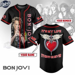Custom Bon Jovi it's Now Or Never Baseball Jersey