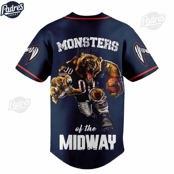 Custom Chicago Bears Monsters Of The Midway Baseball Jersey 3