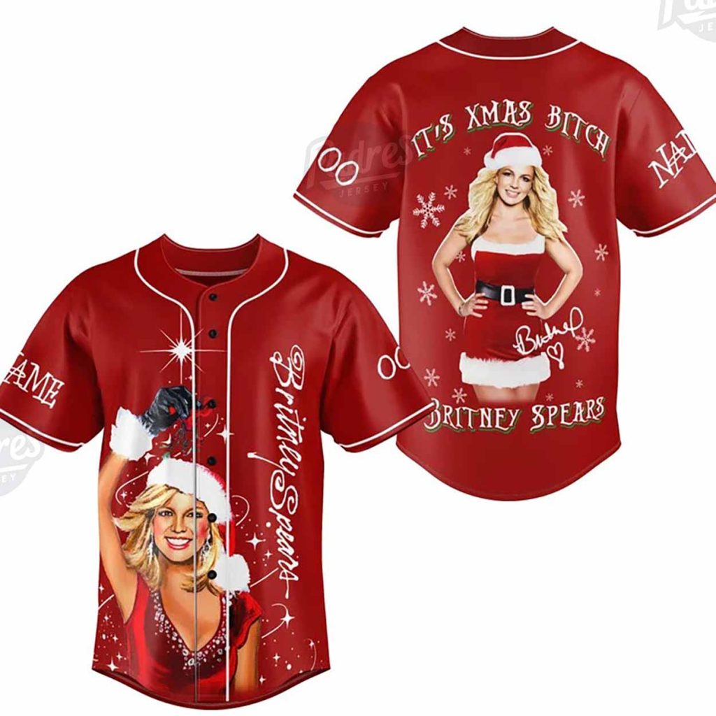 Custom Christmas Britney Spears Baseball Jersey