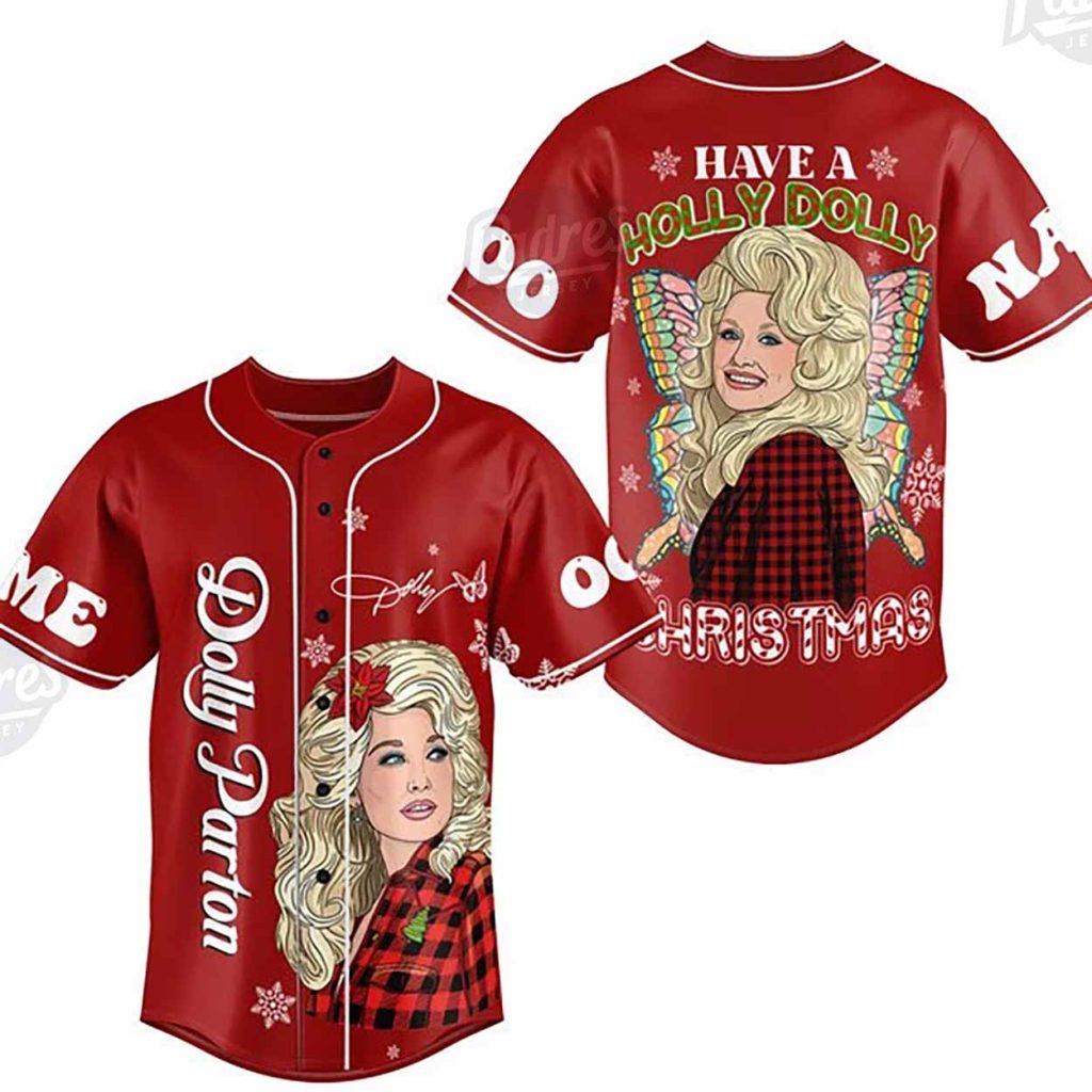 Custom Christmas Dolly Parton Baseball Jersey