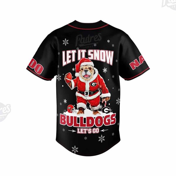 Custom Christmas Georgia BullDogs Baseball Jersey 3