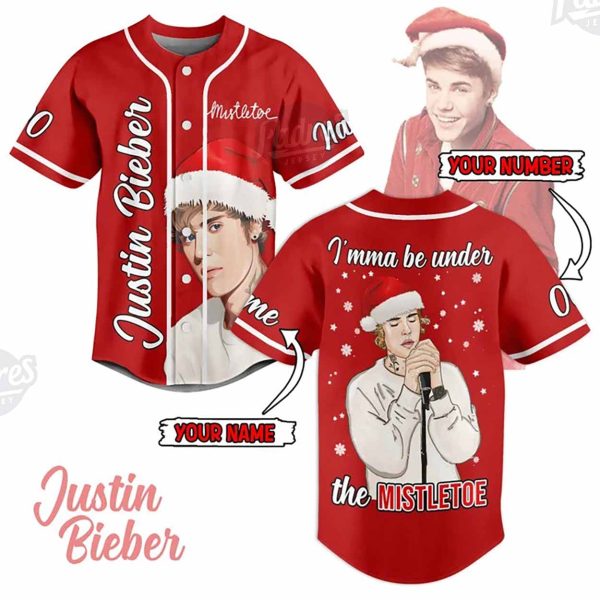 Custom Christmas Justin Bieber Baseball Jersey 1