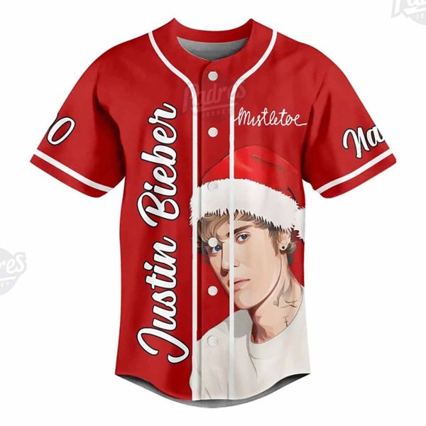 Custom Christmas Justin Bieber Baseball Jersey 3