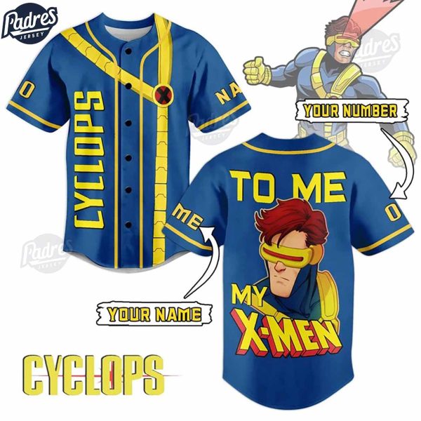Custom Cyclops To Me X men Baseball Jersey 3