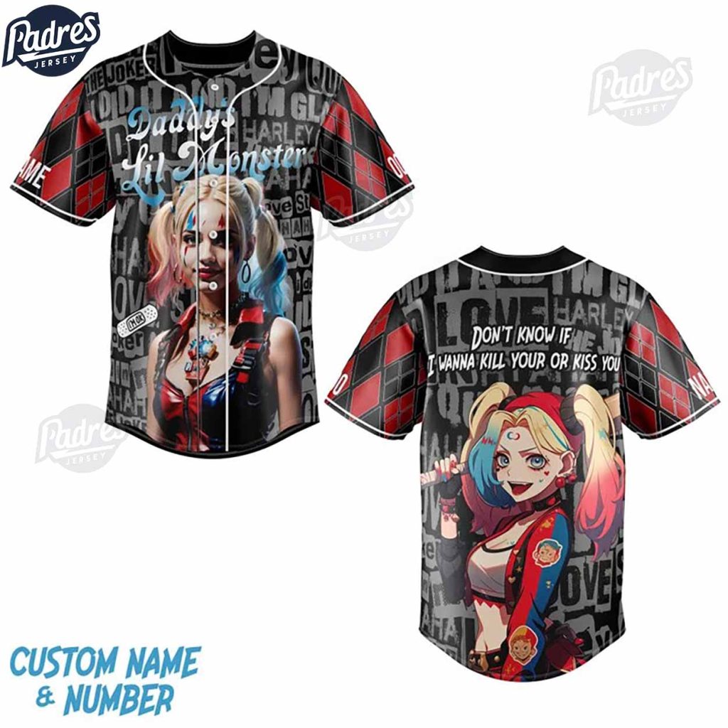 Custom DC Studios Harley Quinn Baseball Jersey