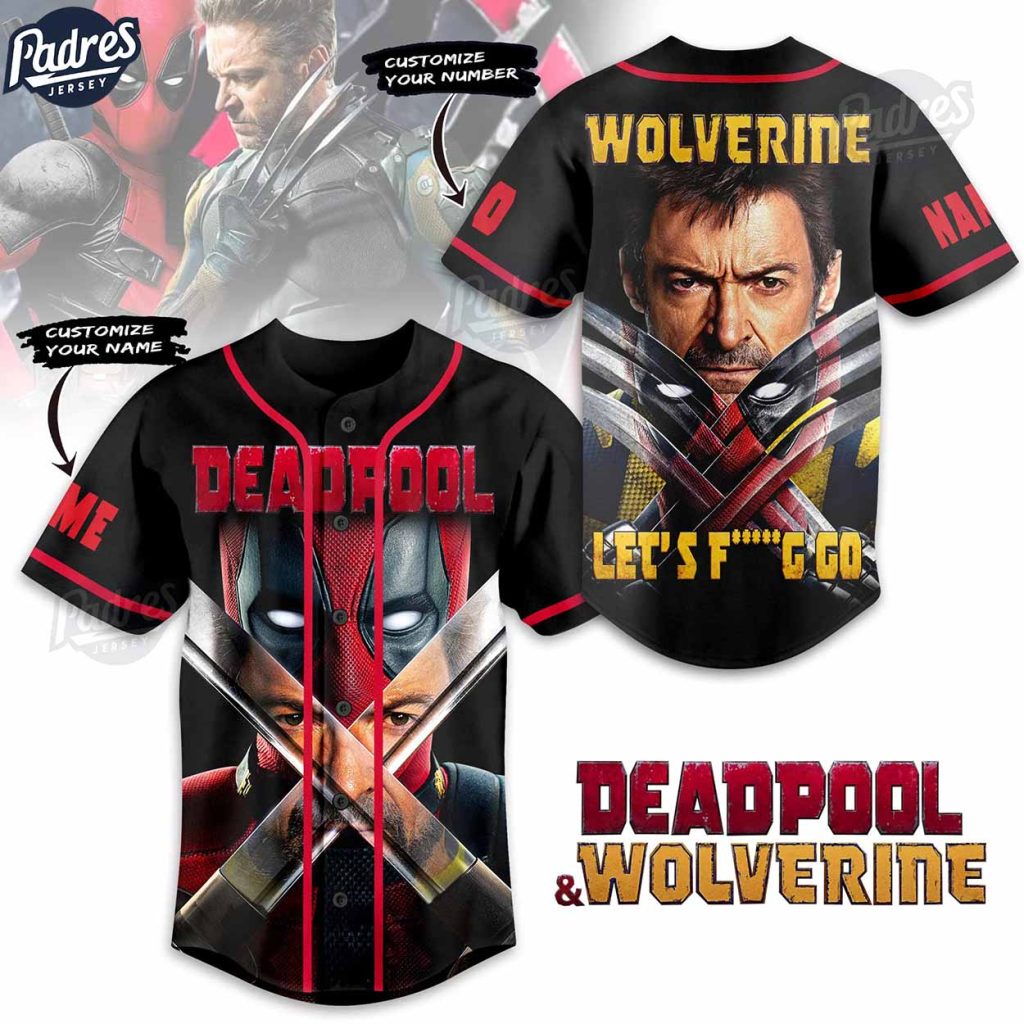 Custom Deadpool And Wolverine Lets Go Baseball Jersey