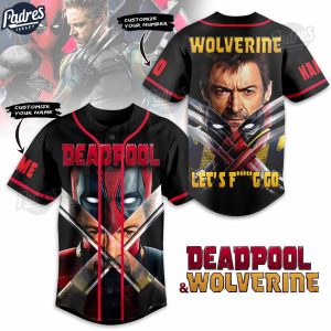Custom Deadpool And Wolverine Lets Go Baseball Jersey 1