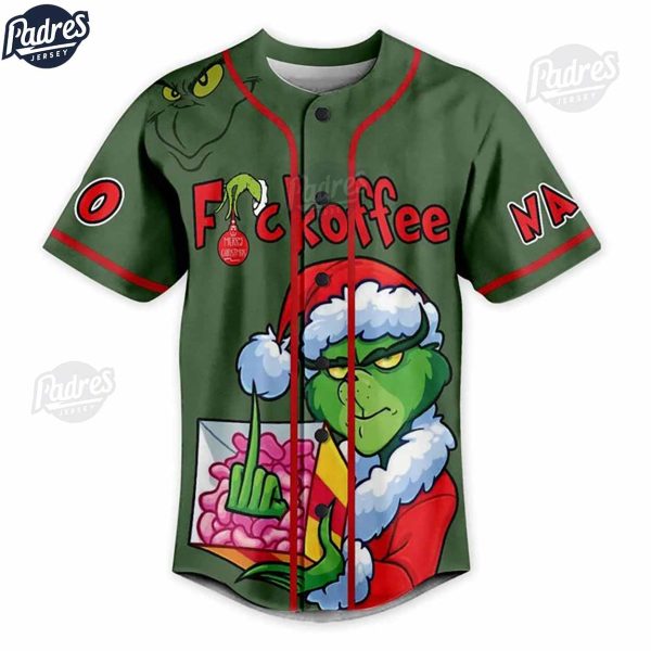 Custom Fuckoffe I'm A Grinch Before Coffee Baseball Jersey 2