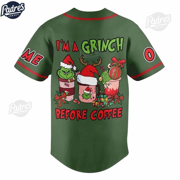 Custom Fuckoffe I'm A Grinch Before Coffee Baseball Jersey 3