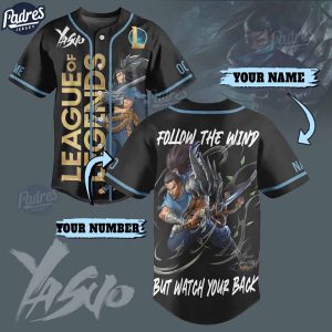 Custom League Of Legends Follow The Wind But Watch Your Back Yasuo Baseball Jersey 1