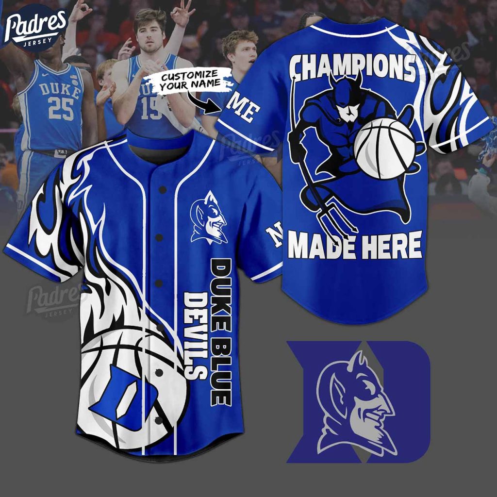 Custom NCAA Basketball Duke Blue Devils Baseball Jersey