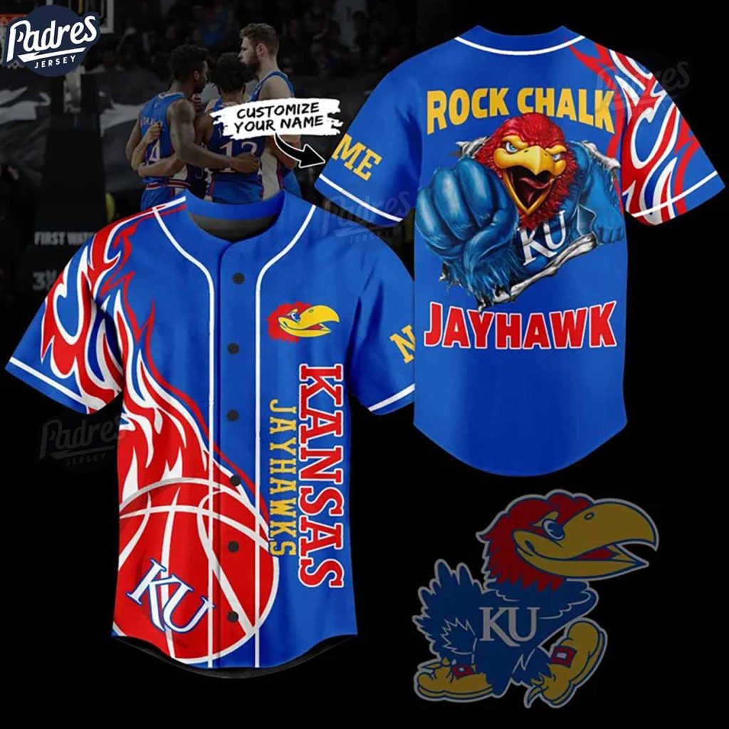 Custom NCAA Basketball Kansas JayHawks Baseball Jersey