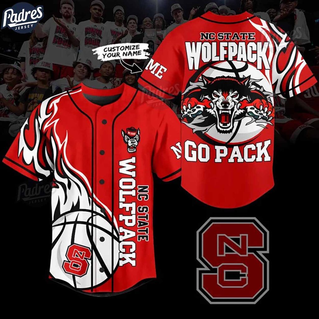 Custom NCAA Basketball NC State WolfPack Baseball Jersey