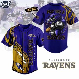 Custom NFL Baltimore Ravens Baseball Jersey 1