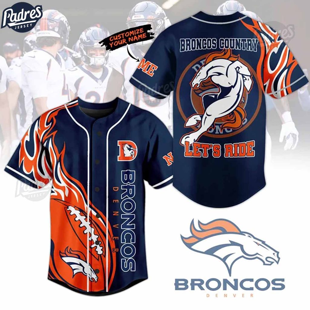 Custom NFL Denver Broncos Baseball Jersey