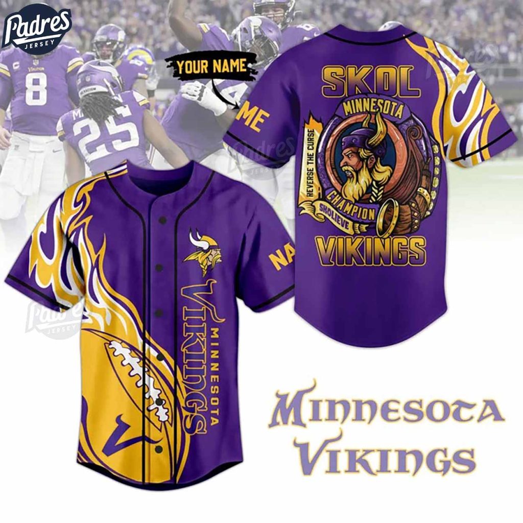 Custom NFL Minnesota Vikings Baseball Jersey