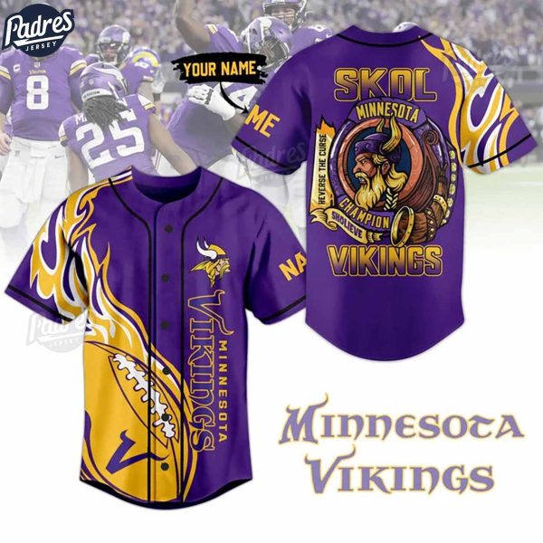 Custom NFL Minnesota Vikings Baseball Jersey 1