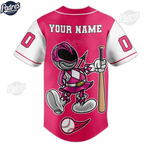Custom Pink Ranger Power Rangers Baseball Jersey 3
